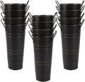 12pcs Small Black Rustic Vase, Small Metal Vases for Flowers, Galvanized Metal Bucket with Handles, Rustic Farmhouse Vases for Flowers for Home Décor (Black,10'' Height,Set of 12)
