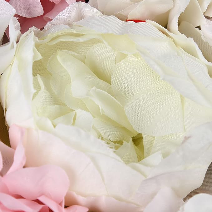 Flower Wall Panel Floral Backdrop,6Pack Champagne Flower Wall Decor,Silk Rose Wall, Artificial Flower Backdrop Faux Flower Panel for Wedding