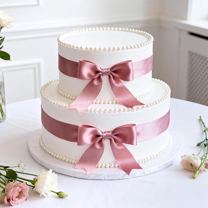 KINGLAKE Mauve Satin Ribbon - 1 1/2'' x 100 Yards Polyester Rosy Mauve Ribbon for Valentine's Day Gift Wrapping Wedding Party Decoration DIY Crafts Floral Bouquets and Wreath Bows