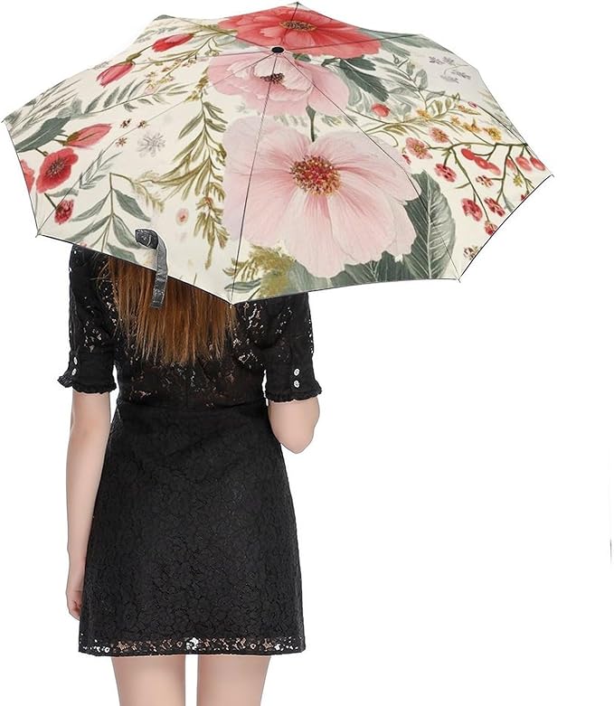 3 Fold Car Umbrella Folding Portable Automatic Umbrella Sunny Rain Sunscreen