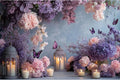 YongFoto Elegant Flower Wall Backdrop 20x10ft Floral Butterfly Candle Photography Background Baby Bridal Shower Wedding Girl Birthday Party Banner Room Decor Portrait Photoshoot Wallpaper Photo Booth