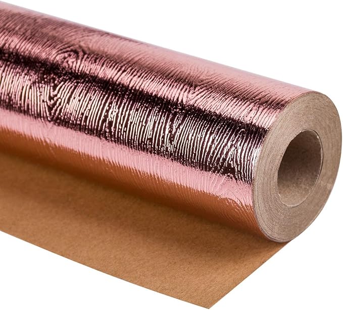 WRAPAHOLIC 30 Inch Rose Gold Wrapping Paper Roll - Jumbo Roll Basics Glossy Rose Gold for Birthday, Holiday, Wedding, Baby Shower Wrap - 30 inch x 16.5 feet