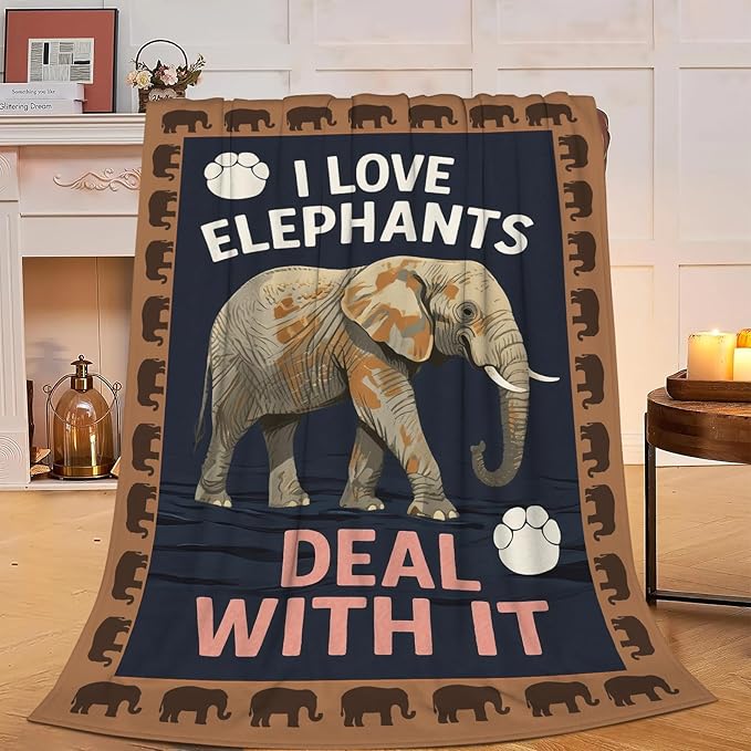 Elephant Blanket Elephants Throw Blanket Animal Soft Cozy Fleece Fuzzy Stuffed Plush Flannel Gifts for Girls Women Boys Kids Adults 60"X80"