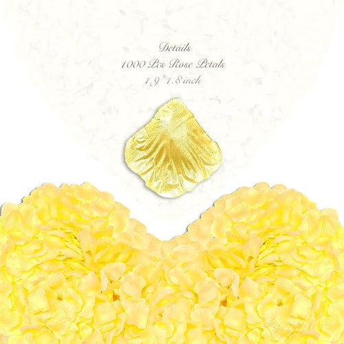 1000Pieces Rose Petals, Artificial Flower Petals Fake Rose Petals for Romantic Night,Wedding,Proposal Anniversary Flower Decorations (Yellow)