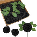 JOYLEX Artificial Flowers Realistic Roses, Real Looking Fake Roses with Stem for DIY Wedding Bouquets Centerpieces Bridal Shower Party Home Romantic Decorations (Black, Regular 3" - 200pcs)