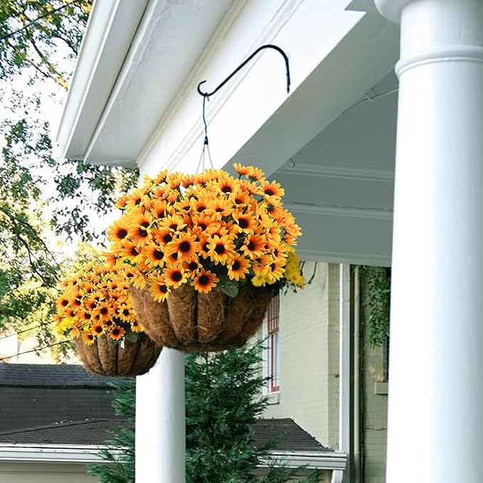 Uieke 6 Bundles Sunflowers Artificial Flowers Daisy Mums Fake Flowers Outdoor UV Resistant No Fade Fall Flowers 24 Stems Greenery Shrubs Indoor Outside Home Wedding Office DIY Garden Décor (Yellow)