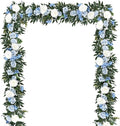 Lvydec 2 Pack Artificial Peony Flower Garland - 6ft Silk Peony Vine Willow Leaves Garland Blue and White Arch Flower Vine for Wedding Party Table Decoration (Blue)