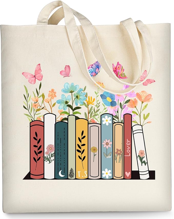 AUSVKAI Canvas Tote Bag Aesthetic for Women, Reusable Grocery Bag with Dog, Cotton Bags for Shopping Beach Trendy Retirement Gifts