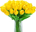 20pcs Yellow Tulips Artificial Flowers Fake Silk Tulips Real Touch Flowers for Spring Kitchen Wedding Home Decor Arrangements Easter Decor 14 Inch