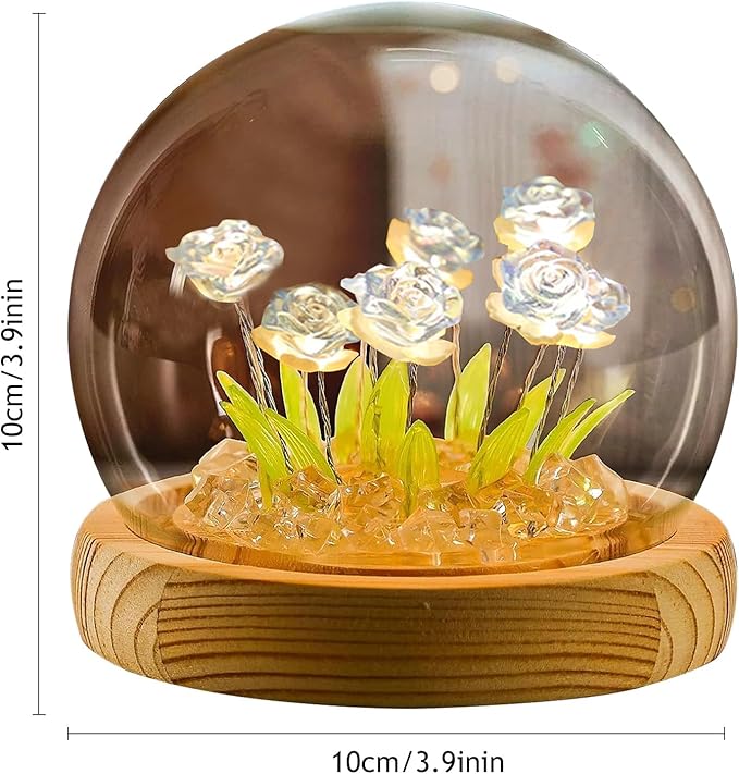 Light Up Rose in A Glass Dome with Gift Box - Valentines Day Gifts for Her, Birthday Gifts for Women, Rose Flower Lamp Night Light for Bedroom Decor, Girlfriend Wife Mothers Day Gift, Battery-Powered