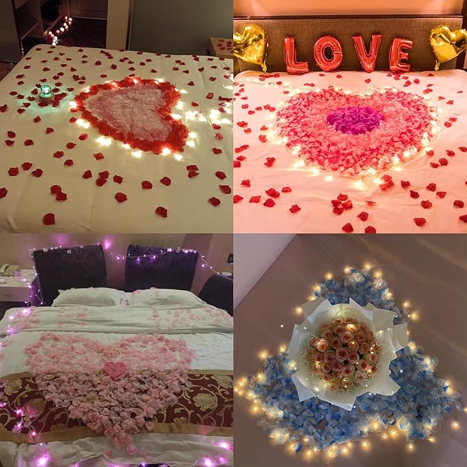 1000 PCS Separated Artificial Aqua Splash Rose Petals for Romantic Night for her Set,Fake Flower Petals for Flower Girl,Silk Rose Petals for Valentine Day Party Romantic Decorations(Tiffany Blue)