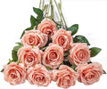 DuHouse 10pcs Silk Roses Artificial Flowers Fake Rose for Arrangement Wedding Party Home Decoration (Light Coral)
