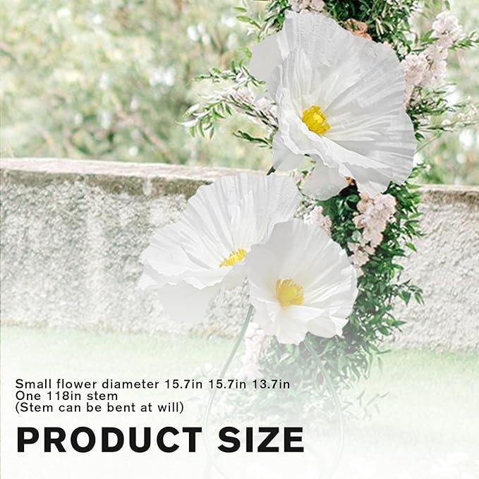 Fake Floral Arrangements Home Outdoor Decorations, Artificial Flower with Stems for Wedding, DIY Wedding Bouquets Centerpieces Arrangements Table Chair Decor Mall Display 3 Pack (White)