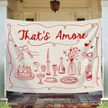 That's Amore Backdrop Italian Wedding Engagement Party Decoration Photography Background Banner Red Hand Drawn Photo Prop for Bachelorette Bridal Shower, 7 x 5 Ft