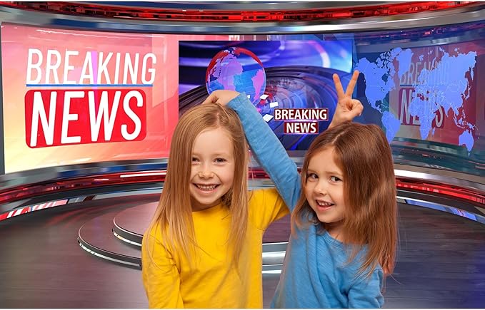 Breaking News Backdrop Studio TV News Broadcast Hall Background News Room Broadcasting Photography Background Program Record News Report Business Newsman Backdrop Kids Portrait Photo Props 20x10ft