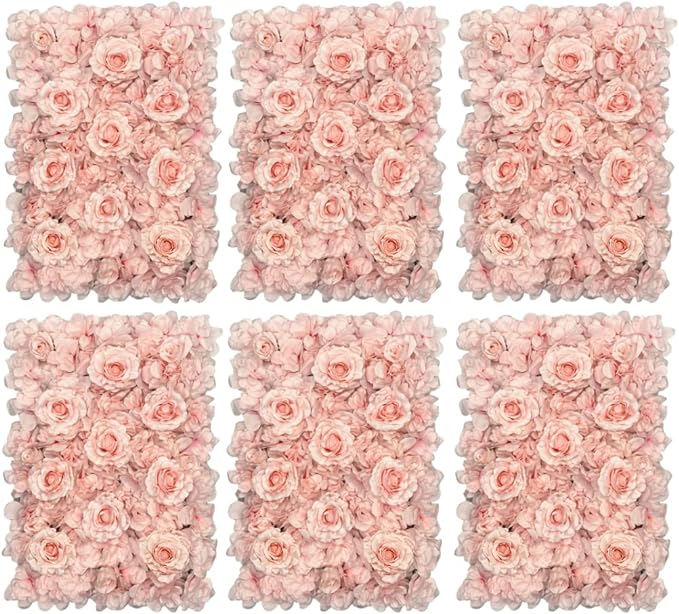 Flower Panels for Flower Wall (6 Pack) 24 Inch by 16 Inch Each | Flower Wall, Backdrop, Weddings, Event Decor, and Bridal & Baby Shower (Gradient Pink)