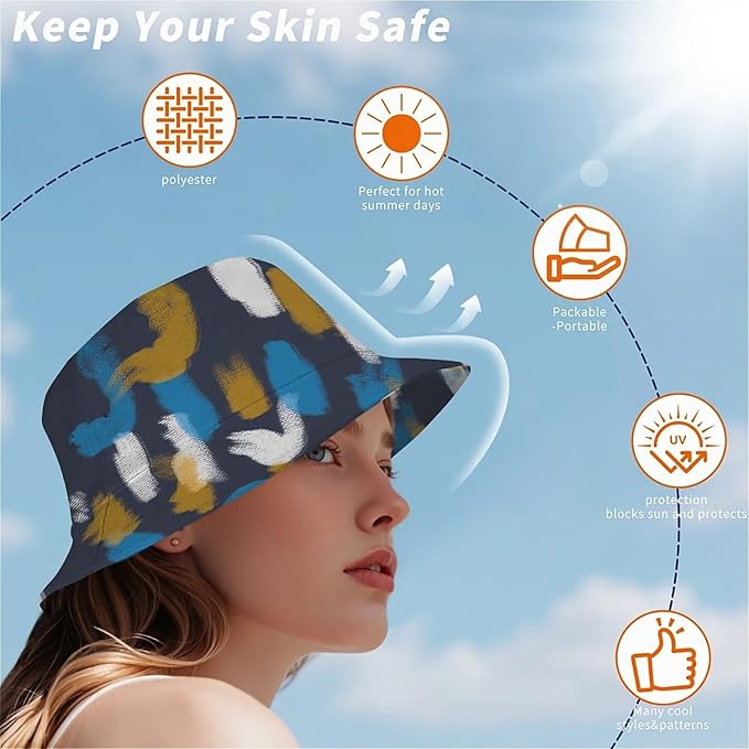 Wildflowers Floral Bucket Hat for Men Women, Summer Vacation Outdoor Travel Reversible Double Side Beach Caps Fisherman Hat