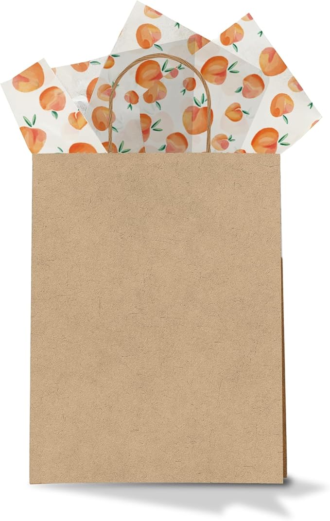 Pro Supply Global Peaches Printed Tissue Paper for Gift Bags or Boxes and Wrapping - Summer Bulk Decorative Art Tissue Paper for Packaging and Gifting | 24 Sheets 20" x 30"