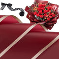 Jutieuo 20 Sheets Burgundy Flower Wrapping Paper, Waterproof Floral Wrap Gold Edge Bouquet Wrapping Paper Florist Supplies (22.8 x 22.8 inch)