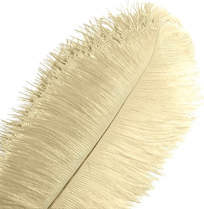 Piokio 10 pcs Natural Champagne Ostrich Feathers 14-16 inch(35-40 cm) Bulk for Wedding Party Decoration Gatsby Decorations