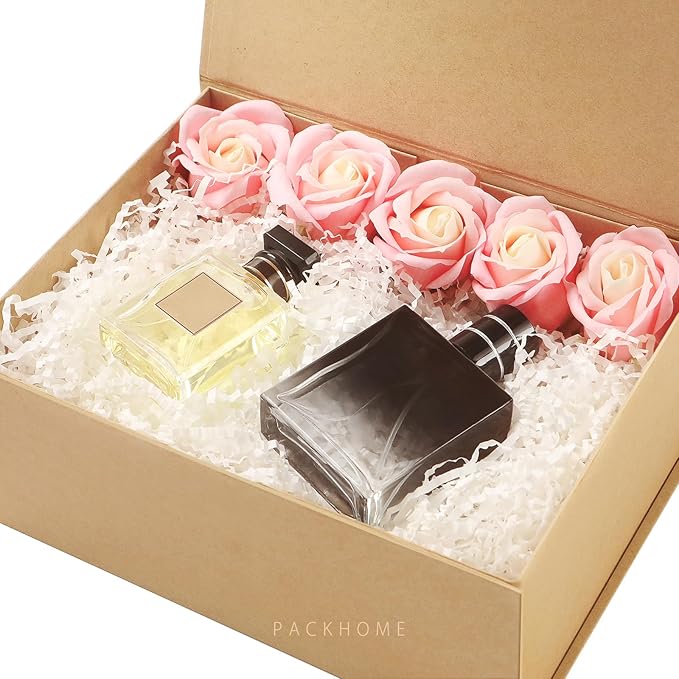PACKHOME Gift Box 9x6.5x3.8 Inches, Rectangle Collapsible Box with Magnetic Lid for Gift Packaging (Kraft)