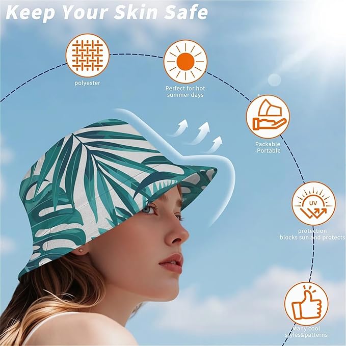 Wildflowers Floral Bucket Hat for Men Women, Summer Vacation Outdoor Travel Reversible Double Side Beach Caps Fisherman Hat