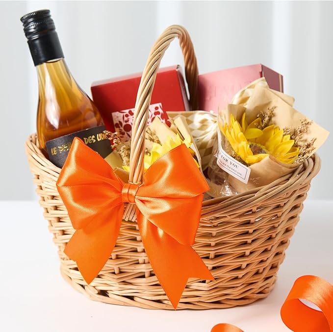 1-1/2 Inches 100 Yards Orange Satin Ribbon, Ribbon Roll for Flower Bouquets, Gift Wrapping, Wedding, Handmade Crafts