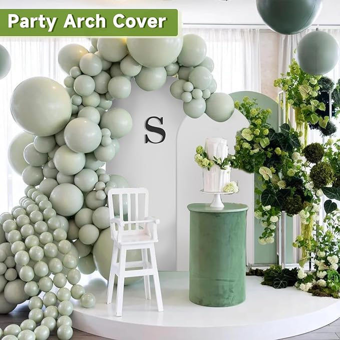 Hemmotop White Arch Backdrop Cover Set 7.2 ft, 6 ft, 2 Sided Stretchy Spandex Fitted Balloon Arch Stand Backdrop for Wedding, Birthday Party, Baby Shower