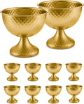 10 Pcs Distressed Gold Metal Compote Bowl Centerpieces for Tables,Urn Vases for Vintage Wedding Centerpieces,Elegant Compote Vases,Pedistal Vase for Christmas Anniversary Party(Gold)