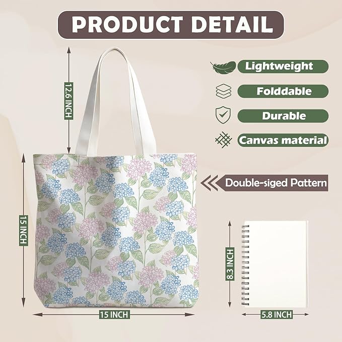 Flowers Tote Bag Gifts for Women, Canvas Aesthetic Reusable Grocery Bags Shopping Bags