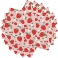 Fruit Linen Placemats Set of 6 Pink Strawberry Placemats for Indoor Outdoor Party Home Desktop Kitchen Dining Room Decor 12x18 Inch