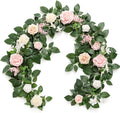 Ling's moment 5FT Blush Artificial Flower Garland Fake Pink Rose Leaves Floral Garland Arch Flowers Vine for Wedding Party Backdrop Decor Mantel Home Table Centerpieces Wall Decorations