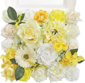 TINGE TIME Artificial Flowers Combo Mix Silk Flowers Yellow Roses w/stem for DIY Wedding Bridal Bouquets Baby Shower Floral Arrangement Table Centerpieces Home Decorations (Lemon Yellow)