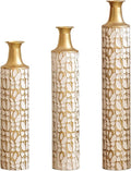 3-Piece Christmas Metal Vase Set, Festive Iron Flower Vases for Holiday Home Decor - Modern Farmhouse Table Centerpiece & Floor Decor for Living Room, Idea (Set of 3)