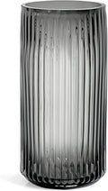 Muyan 9.8" Flower Vase for Decor Ribbed Glass Vase Modern for Centerpieces Desktop Home Office Dining Living Room Wedding (Gray)