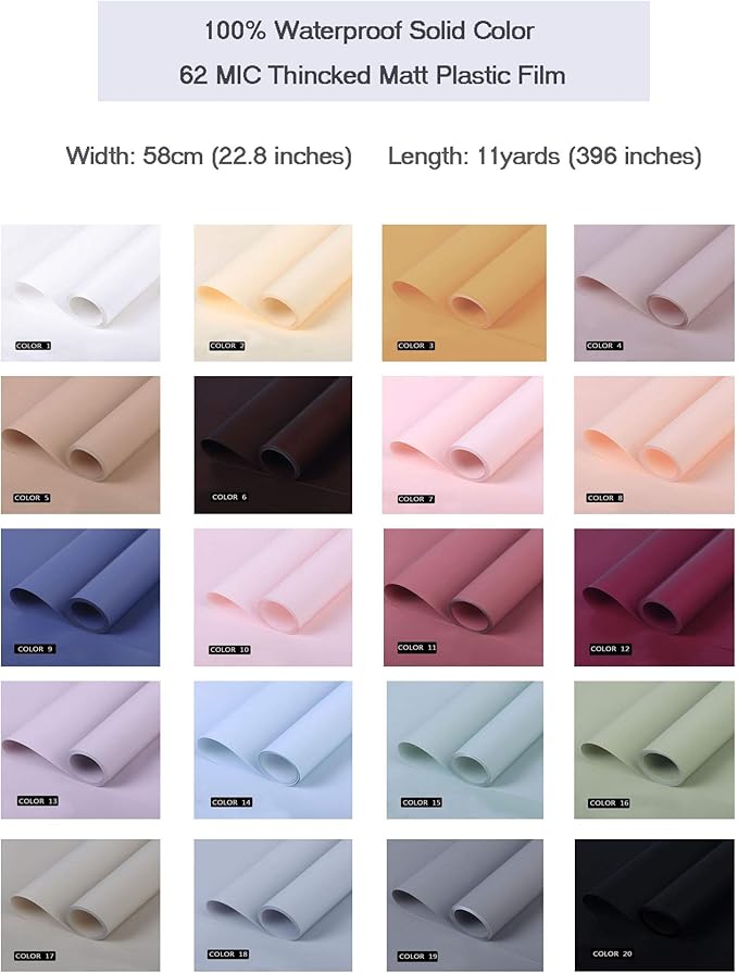 FWSA WRAPS Blue Flower Wrapping Paper Roll Korean Floral Bouquet Packing Supplies Waterproof Fresh Flowers Gift Packaging Marterials (COLOR 9)