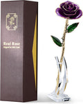 24K Gold Dipped Real Rose – Handcrafted, One of a Kind Gift – Timeless Romantic Present for Birthday, Valentine’s, Mother’s Day, Anniversary (Purple)