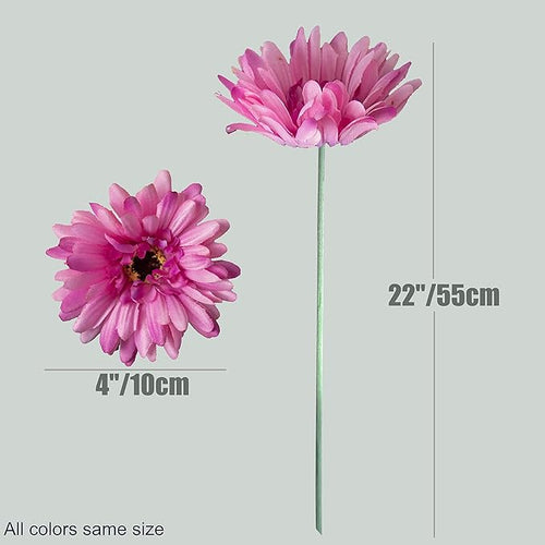 12pcs Artificial Gerbera Daisies,22 Inch Long Stem Silk Daisy Flowers,Realistic Artificial Flower Mums for Home Décor Centerpiece Wreath Supplies Wedding Bouquet,Pink