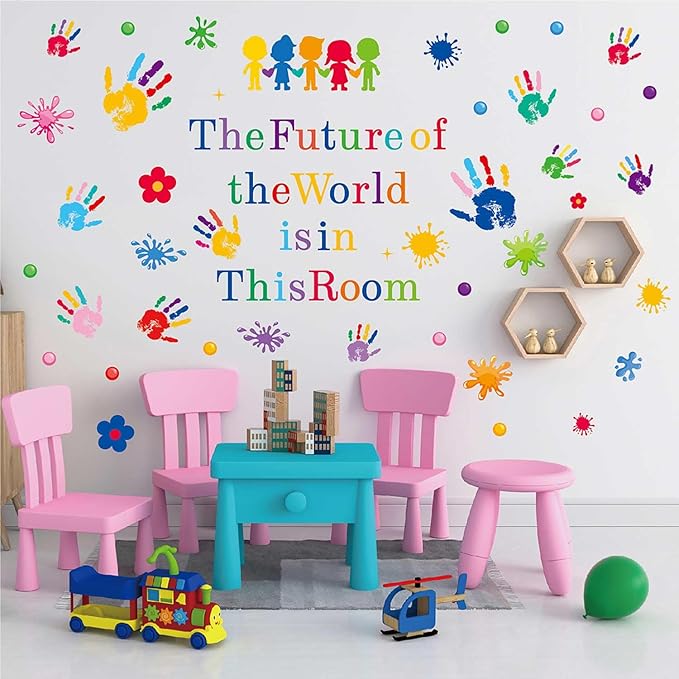 Inspirational Wall Decals for Kids Motivational Classroom Decor with Removable Quotes The Future of The World is in This Room Peel and Stick Wall Stickers Bedroom Nursery School Playroom