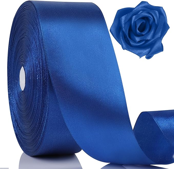 NESCCI 100 Yards Ribbon,1-1/2 Inch Royal Blue Satin Ribbon,Single Face Satin Ribbons,Perfect for Gift Wrapping,Wedding Decoration,Handmade Bows,Wrapping Bouquet and More