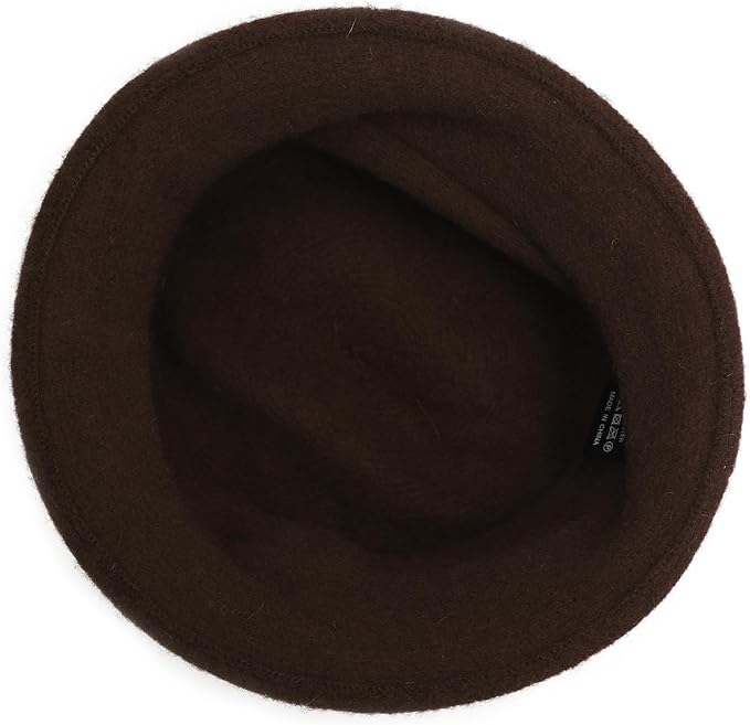 ZLYC Women Wool Cloche Bucket Hat 1920s Vintage Dress Winter Hats with Flower Accent