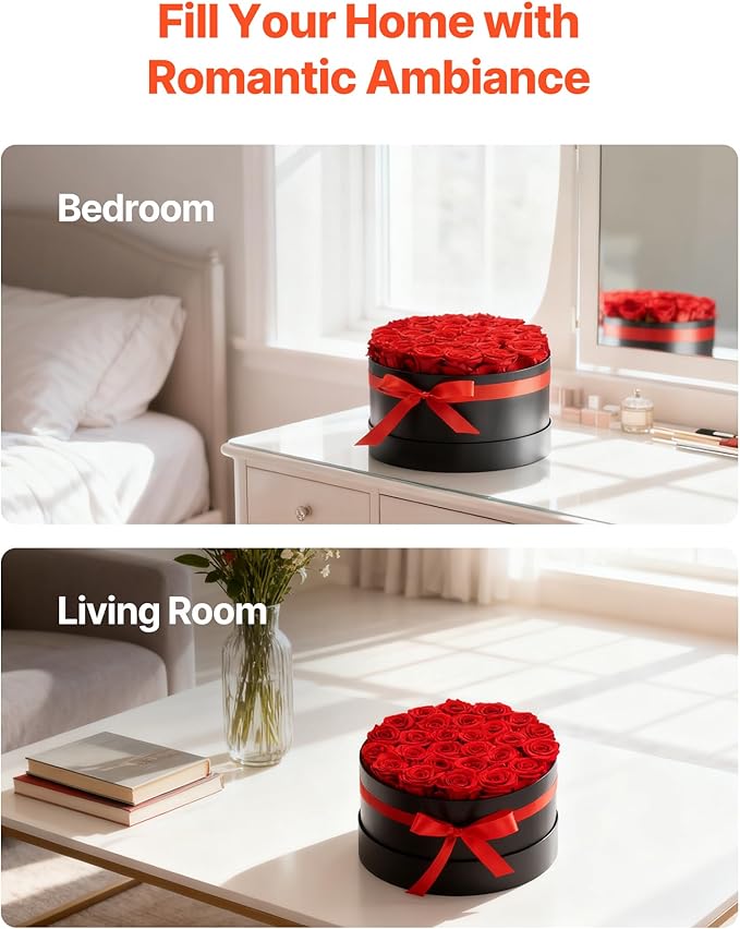 VEVOR Forever Flowers, 27 Preserved Roses in a Box, Eternal Flowers Immortal Bouquet Birthday Present for Delivery Prime Women Her Wife Mothers, Anniversary, Valentine's Day,Christmas, Red