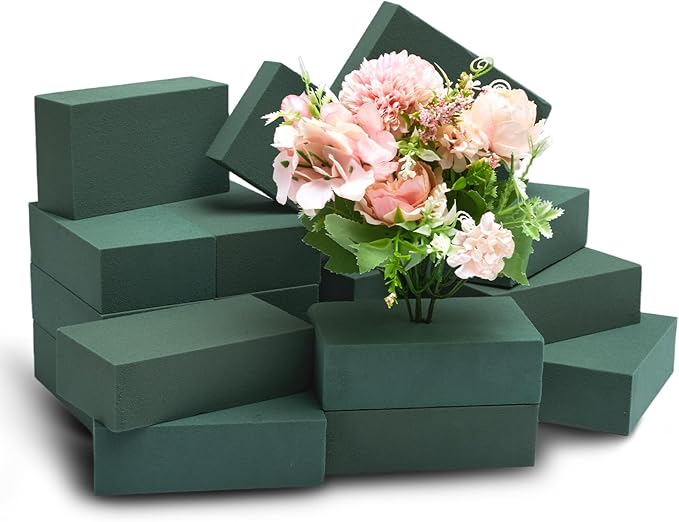 20 Pcs Floral Foam Blocks, 5.5"L x 3.1"W x 1.7"H Green Dry & Wet Flower Foam for Fresh and Artificial Flowers, Plant Foam for Wedding, Birthdays, Pary, Home Decorations