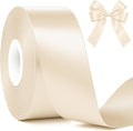 Fullive 1 1/2 Inch Ribbon for Gift Wrapping, 30Yards Cream Ribbon, Polyester Solid Satin Ribbons for Flower Bouquet for Easter Christmas Decorations DIY Hair Bows Wrapping Bouquet Floral Arrangements