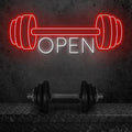 Red Gym Fitness Open Neon Sign, Gym open Led Sign, Weightlifting Led Light, Barbell Neon Light, gym Open Wall Art Decor, House Wall Signs Decor for Business Window Open Signs, Fitness Club Decor
