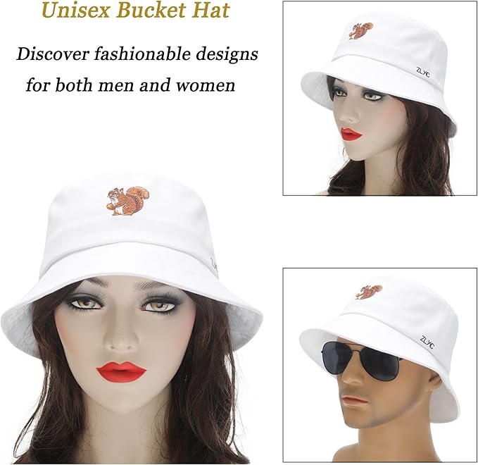 ZLYC Unisex Fashion Embroidered Bucket Hat Summer Fisherman Cap for Men Women