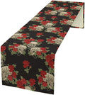 Gothic Table Runner,Red Rose Skull Print Table Runner for Home Kitchen Table Dining Garden Farmhouse Wedding Party Decor 13x36 Inch