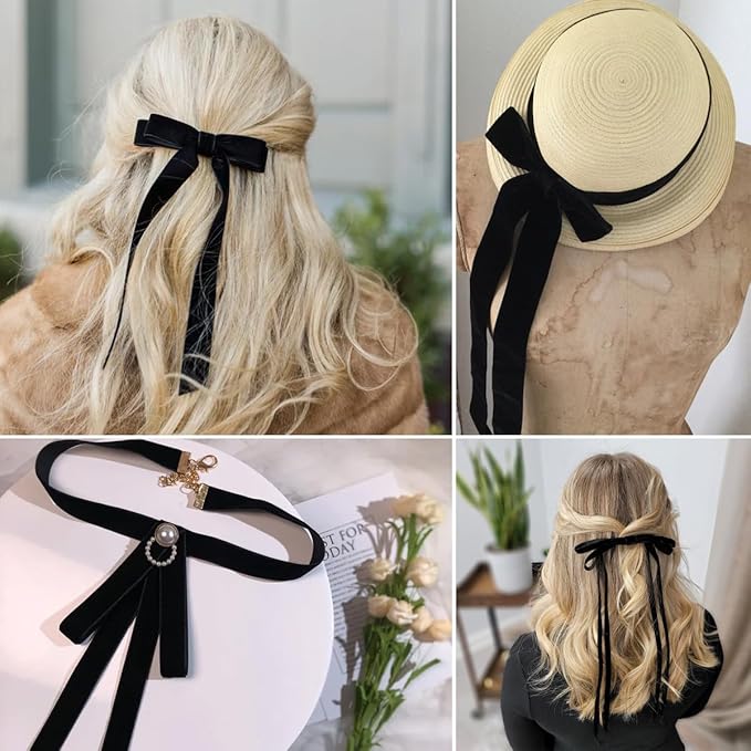 Black Velvet Ribbon - 3/8 Inch x 10 Yards for Gift Wrapping, Crafts, Christmas Decor, Bow Making, Vintage Fabric