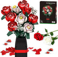 Roses Flower Bouquet Building Kit, 841PCS Red Roses Artificial Flowers with Vase, Botanical Collection Forever Rose Toy for Adults, Kids, DIY Gifts for Women, Her, Him Anniversaries