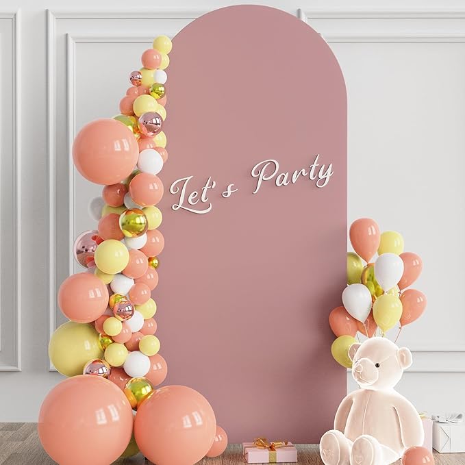 Wokceer 6FT Wedding Arch Cover Spandex Fitted Wedding Arch Stand Covers Round Top Chiara Arch Backdrop Cover for Birthday Party Ceremony Banquet Decoration Light Dusty Rose, COVER 1.8M- ROSEF74-A